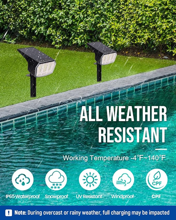 AUDERWIN Solar Spot Lights Outdoor Waterproof 6 Pack IP65, 63 LED 3 Lighting Modes Spotlights for Yard Garden House Garage Pathway