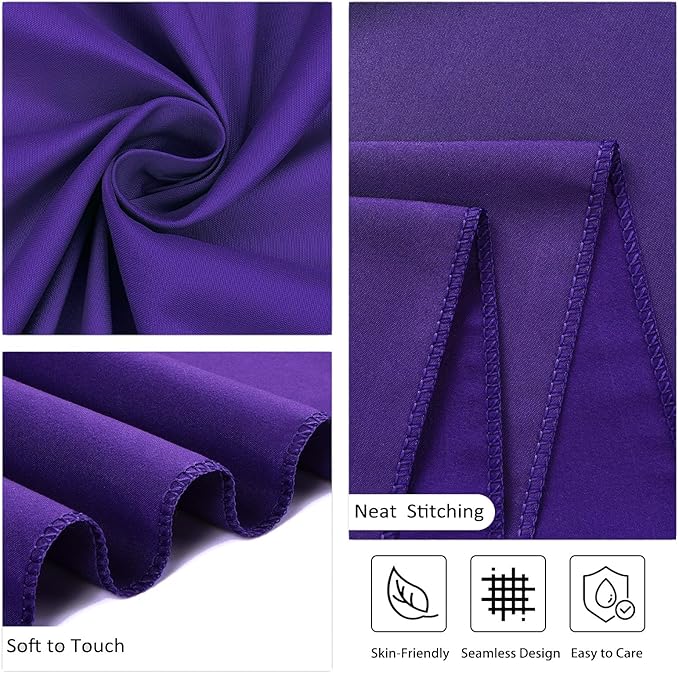8 Pack Purple Round Tablecloth 120 Inch Wrinkle Resistant Round Purple Table Cloth Reusable and Washable Polyester Fabric for Holiday Buffet Wedding Party and Banquet