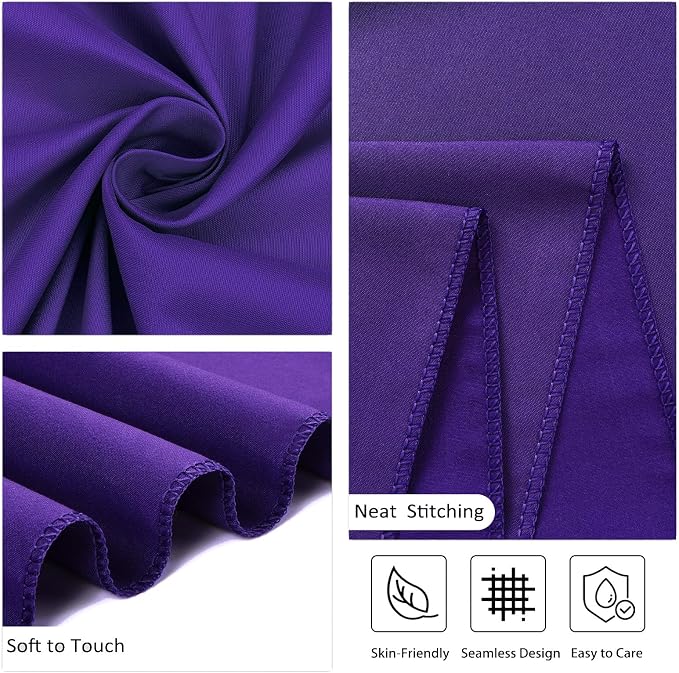 8 Pack Purple Round Tablecloth 90 Inch Wrinkle Resistant Round Purple Table Cloth Reusable and Washable Polyester Fabric for Holiday Buffet Wedding Party and Banquet
