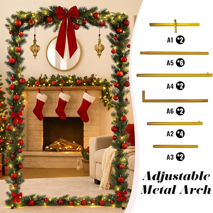 Metal Wedding Arch Backdrop Stand 6.6x3.3 FT Gold Square Balloon Arch Frame for Ceremony Party Birthday Bridal Baby Shower Anniversary Arbor Balloon Decoration