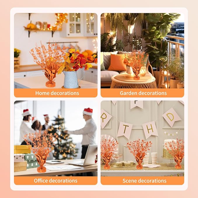 12 Pack Metallic Foil Spary Centerpieces for Tables, Orange Centerpieces for Tables Decorations, Star Brust Table Centerpieces for Birthday Graduation Wedding Baby Shower Party