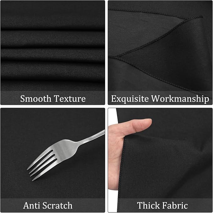 Fivenl 8 Pack Premium Round Tablecloth 108 Inch Round Table Covers Washable Polyester Fabric Round Table Clothes for Wedding Party Reception Banquet Buffet Restaurant (Black, 108 Inch)