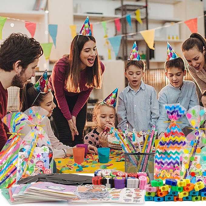 Stationery Party Packs, 28 Pack Birthday Goodie Bags for Classroom Return Gifts for Birthday Party Gift for Students from Teacher Class Prizes Rewards