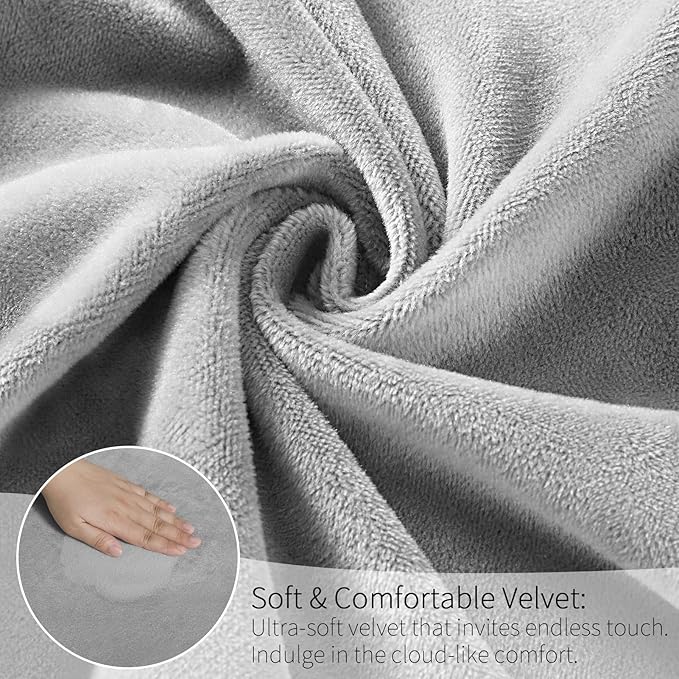 MOSAYT Velvet Stretch Chair Covers for Dining Room Set of 4 - Soft Slipcovers with Thick Removable Fabric for Parsons Chairs, Washable Seat Protectors for Kitchen, Banquet & Home Decor, Silver Grey