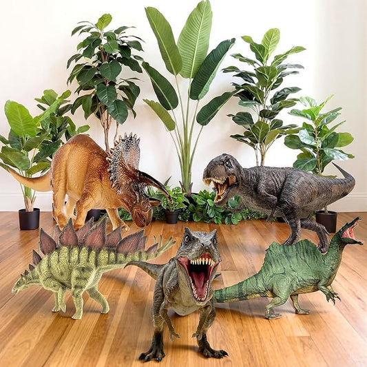 Capoda 5 Pcs Large Dinosaur Cardboard Cutouts 16.5 to 26.4 Inch Dinosaur Yard Signs Standup Decoration Dino Birthday Party Decoration for Dino Theme Jungle Safari Lawn Decor Photo Prop