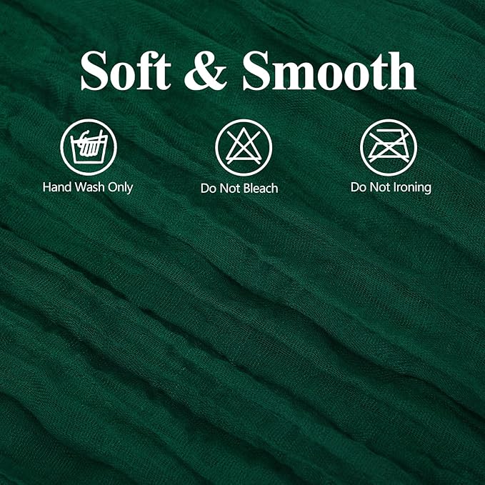 8 Pack 10Ft Cheesecloth Table Runner Dark Green, 20 x 120 Inch Rustic Gauze Boho Cheese Cloth Wedding Long Table Runner for Wedding Party Bridal Shower Decoration