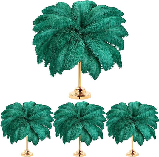 Retrowavy 50 Pcs 14-16 Inches Large Natural Ostrich Feathers Bulk for Centerpieces for Wedding Party Centerpieces Home Decoration Flower Arrangement(Dark Green)
