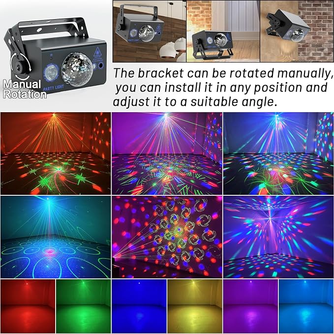 Party Lights Dj Disco Light Disco Ball Light LED Stage Strobe Lights Projector Sound Activated with Remote Control for Parties Club Bar Holiday Christmas Dance Gift Birthday Xmas Home Décor
