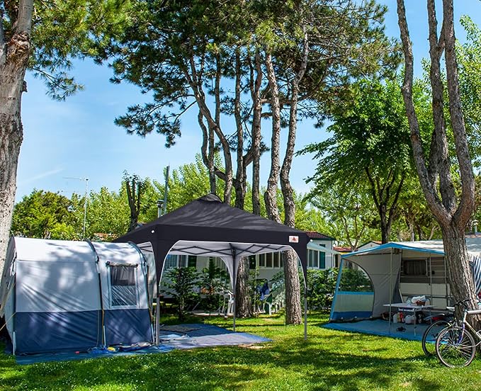 ABCCANOPY Outdoor Pop up Canopy Tent, 10x10 Instant Portable Canopy for Camping, Beach, Backyard, Dark Black