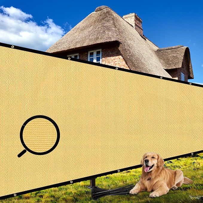 Shade&Beyond 6'x31' Sand Privacy Screen Fence Cover 170 GSM Fencing Mesh Fence Panel for Wall Garden Yard Backyard Indoor Outdoor Home Decoration