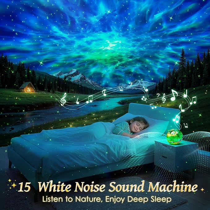 Galaxy Projector for Bedroom Galaxy Projector Night Light Projector, 15-Color Galaxy Light Projector Star Projector for Bedroom, Remote 15 White Noise Sound Machine with Light Ceiling Projector Gifts