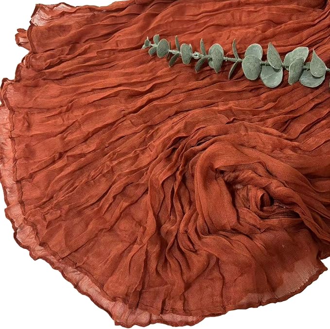 12Pack Terracotta Cheesecloth Table Runner 10Ft Cheese Cloth Table Runner Boho Gauze Table Runners Sheer Fbric Table Runners for Wedding Party Bridal Shower Thanksgiving Christmas