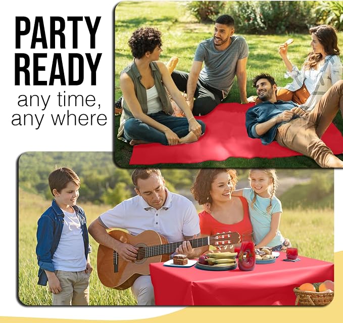 Party Solids 66% Thicker Premium Red Plastic Table Cover Roll 40" X 300' Table Cloth Plastic Cover Roll Quality Thick Banquet Rolls Disposable Tablecloth Rolls Strong American Based Company