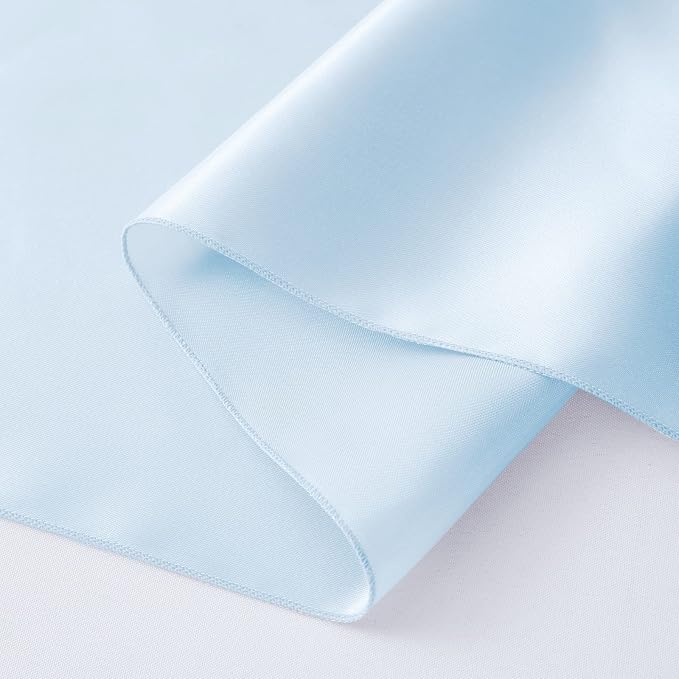 Horbaunal 2 Pack Light Blue Satin Table Runner 12 x 108 Inch, Smooth Table Runners for Wedding Banquets Birthday Party