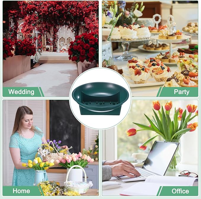 M METERXITY 18-Pack Floral Foam Round Bowls, 6.3 Inch Round Arrangements DIY Floral Bowls, Flower Arrangements Round Floral Supplies for Holiday/Wedding/Party/Birthday Decor [Green]