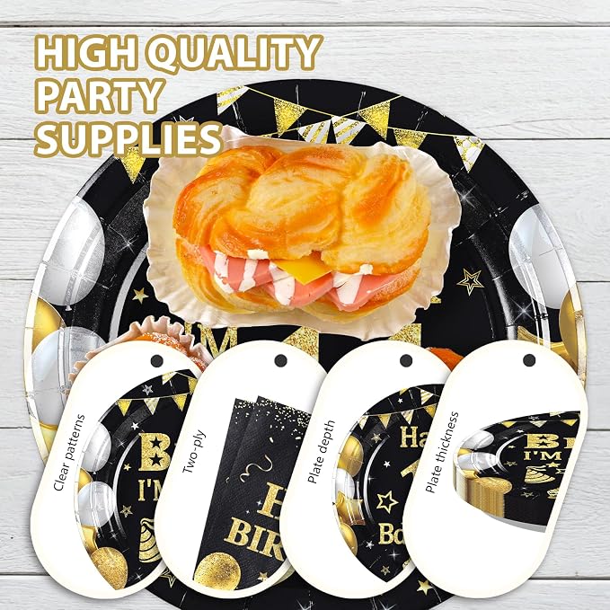 96 Pcs Bruh 11th Birthday Party Decorations Black Gold Bruh I’m 11 Plates and Napkins It's My 11th Birthday Tableware Set for Teen Boys and Girls 11 Years Old Party Supplies, Serves 24