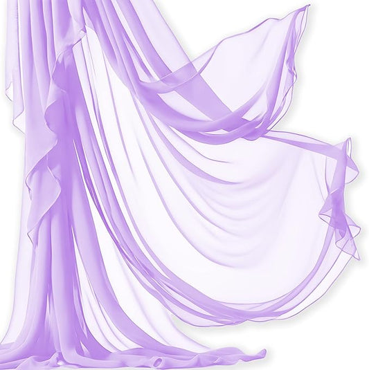 Barcelonetta | Chiffon Fabric | Decoration, Drapery Fabric | Wedding, Gender Reveal, Baby Shower, Birthday | for Arbor, Arch, Canopy, Table and Chair Decoration (Lilac, 5 Yards)
