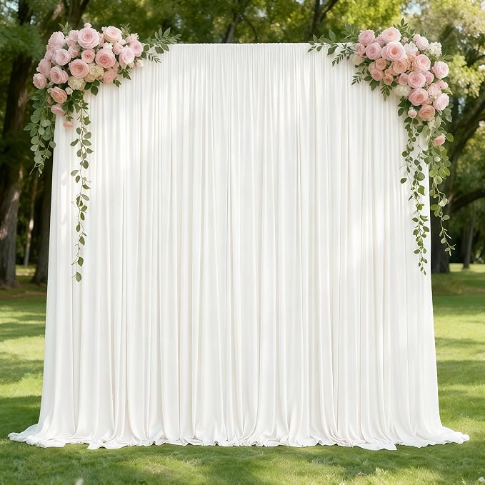 Beige Backdrop Curtains-Wrinkle-Free Polyester Photography Drapes Party Curtain Background for Baby Shower Wedding Decorations- 8 X10FT (Beige)
