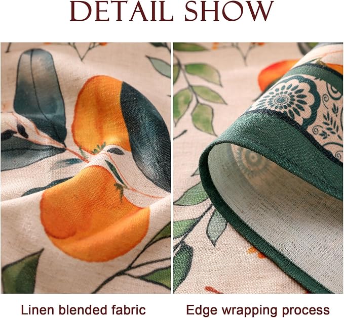 patdrea Designer French Linen Tablecloth,Round,Diameter 67"-Palladin A | Colorful Elegant Table Cloth for Round Table,Orange Floral Patterned,for Dining Room Tea Party Thanksgiving