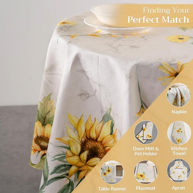 Maison d' Hermine Table Cloth Round Table 100% Cotton 63 Round Inches Tablecloth Reusable Decorative for Dining Kitchen Room Farmhouse Party Home Hotel Restaurant Spring Summer - Candice
