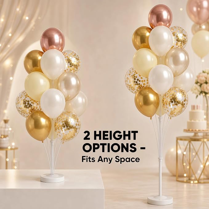 Balloon Column Stand Kit with Balloons, Base and Pole, Balloon Column Kit for Floor or Table Backdrop Decoration for Party Wedding Baby Shower Birthday Graduation (Rose Gold Metallic)