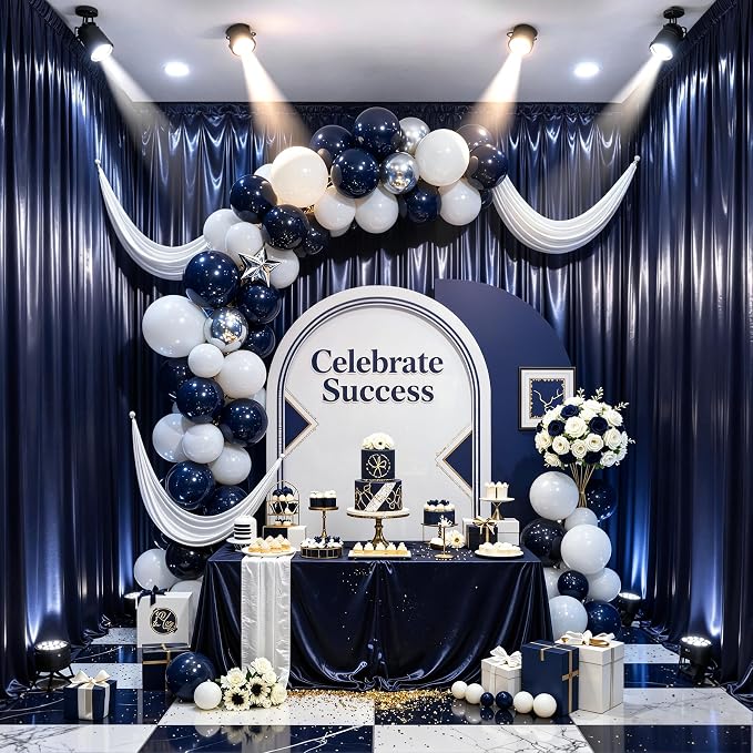 Navy Blue Glitter Backdrop Curtains - 20x12FT Satin Photo Backdrop, Wrinkle-Free Shimmer Back Drop Cloth Shiny Drapes for Photobooth Wedding Birthday Parties Photoshoot Background Decorations