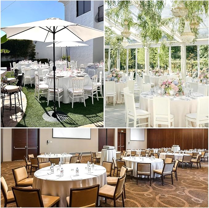 8 Pack Round Tablecloth 108 Inch White Table Cloth for Round Tables, Washable Polyester Tablecloth Stain and Wrinkle Resistant Decorative Table Cover for Wedding Party Dining Banquet