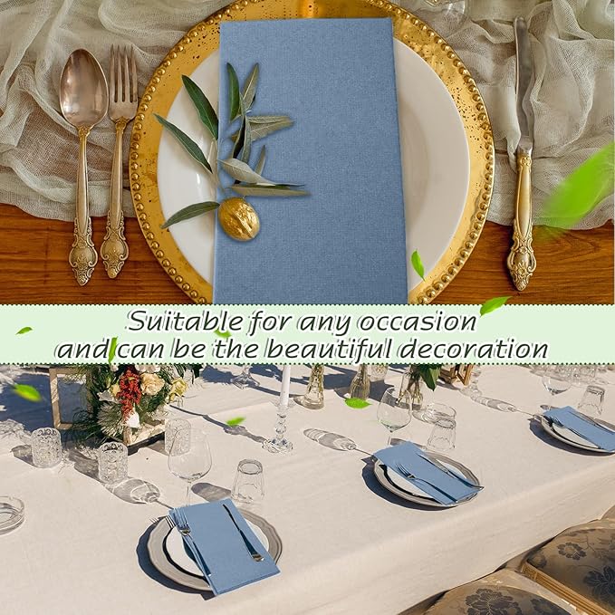 Jeyiour 150 Pcs Dusty Blue Dinner Napkins Boho Disposable Guest Towels 16 x 16 Inch Paper Hand Towels for Bathroom Decorative Wedding Napkins for Bridal Baby Shower Kitchen Party Event