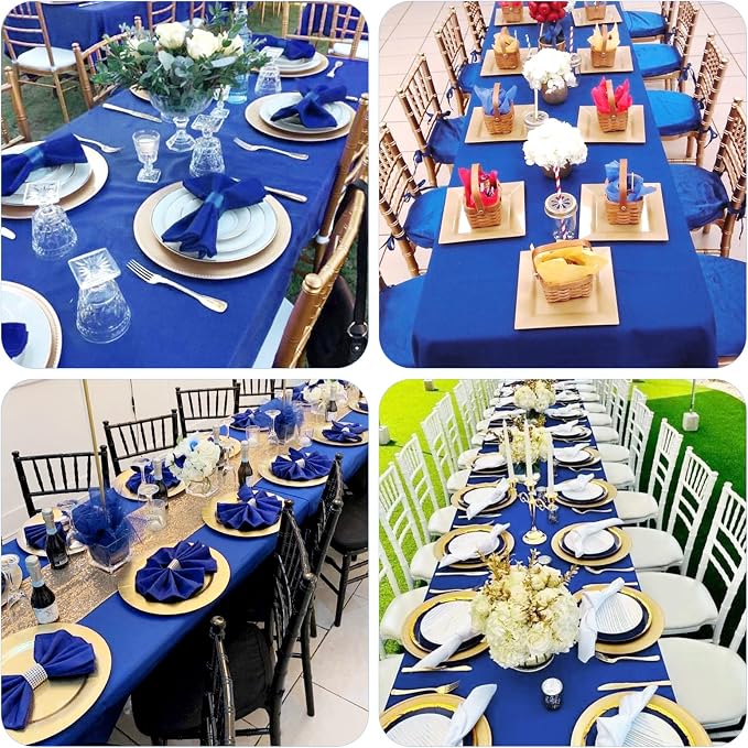 fani 8 Pack 60 x 102 Inch Tablecloth, Royal Blue Tablecloth for 6 Feet Rectangle Tables, Stain and Wrinkle Resistant Washable Fabric Table Cloth for Wedding Party Dining Table Buffet Parties Camping