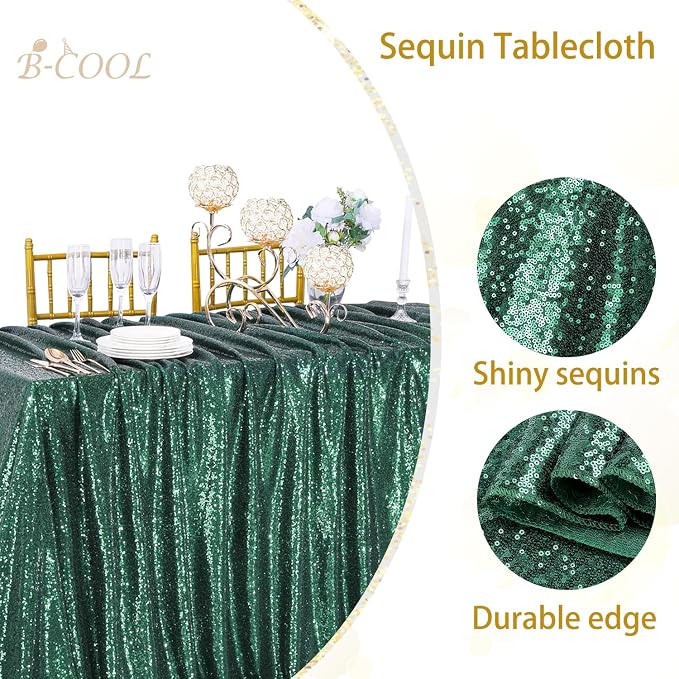 B-COOL Sparkle Sequin Tablecloth Rectangle: Table Cloth Linen Glitter Cake Table Cloth for Wedding Party Banquet Christmas Birthday 50x80 Inch