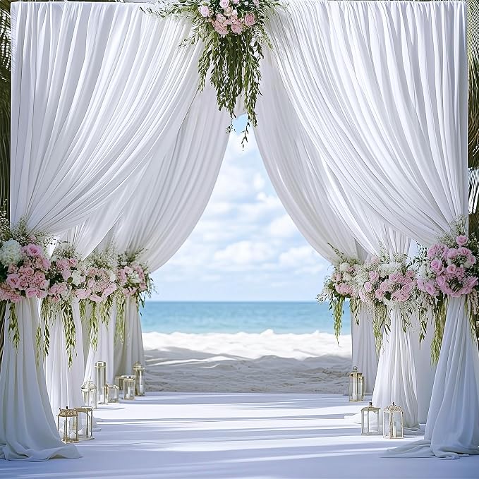 50ft x 15ft Long Backdrop Curtains for Wedding Parties, Wrinkle Free Polyester 10 Panels 15ft Long Photo Backdrop Drapes Back Drop Cloth Drapery for Birthday Photography Background Curtain