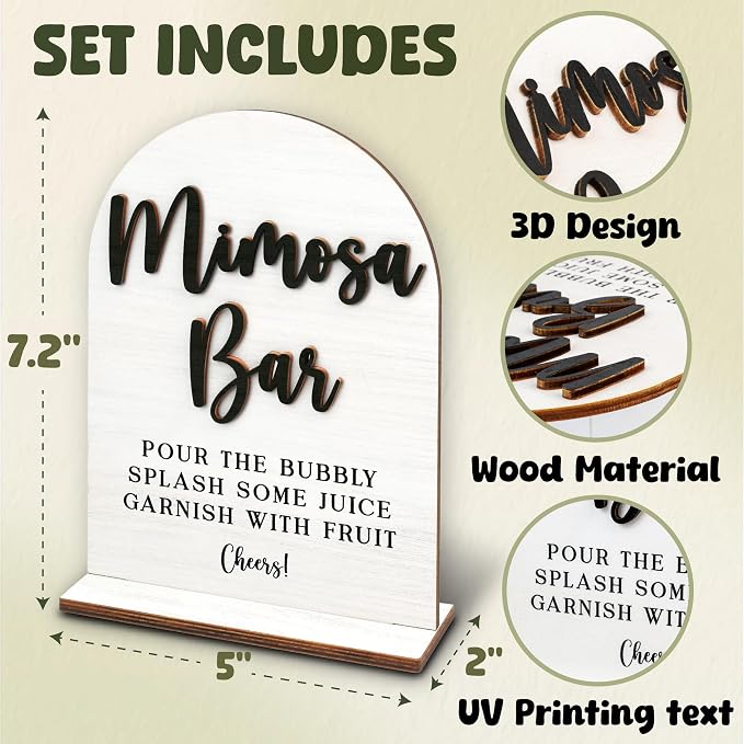 Stofinity Mimosa Bar Sign For Baby Shower - Rustic Mimosa Bar Supplies Bridal Shower Decorations, Wedding Table Sign Accessories For Wedding Decor