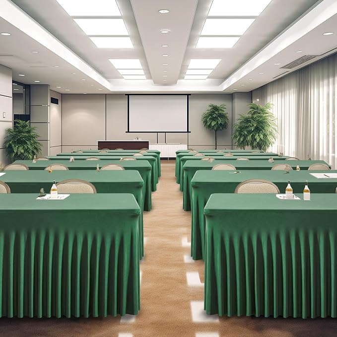 Shillance 6 Packs Green Spandex Tableclothes for 8 Foot Rectangle Table, Spandex Table Covers 8FT Stretch Table Skirts Wrinkle Free Fitted Table Cloth for Easter, Wedding, Banquet & Parties