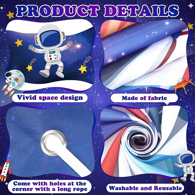 Outer Space Birthday Party Decorations Galaxy Astronaut Door Banner Space Themed Party Supplies Outer Planet Hanging Backdrop Rocket Ship Photo Background for Kids Boys Girls Bedroom Space Porch Sign