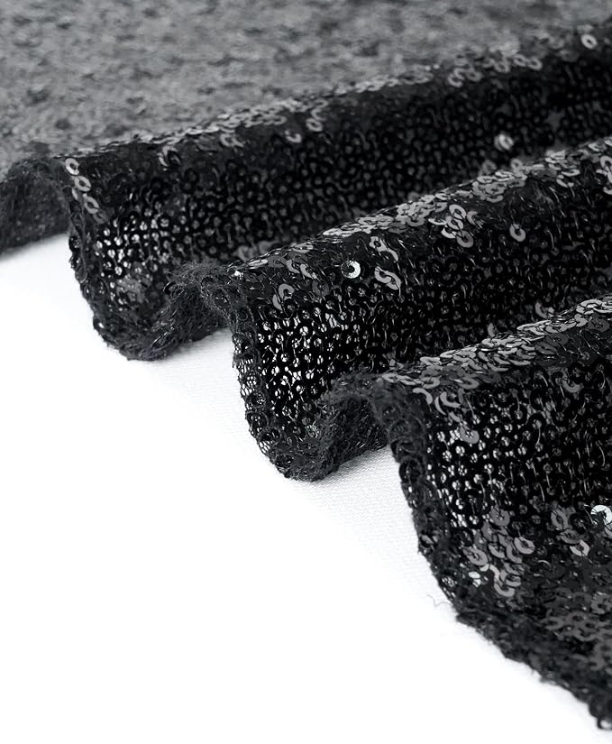 Eternal Beauty Black Tablecloth, 60x120 Inch Sequin Rectangle Table Cover for Cake Dessert Exhibition Party Birthday Events