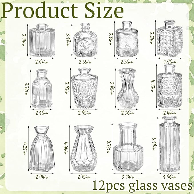 36 Pcs Artificial Flowers Table Centerpiece with Vases Colorful Wildflower Centerpieces Silk Flower Arrangement for Wedding Baby Shower Table Centerpieces Party(Fresh Charm,Clear)