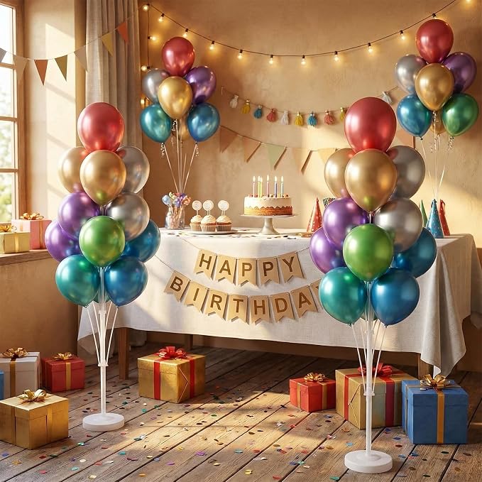 Balloon Column Kit for Floor-7 Colors Metallic Balloon Stand Kit,Base&Pole,Balloon Tower Backdrop Arch Decoration for Wedding,Bridal&Baby Shower,Birthday Party,Anniversary,Graduation