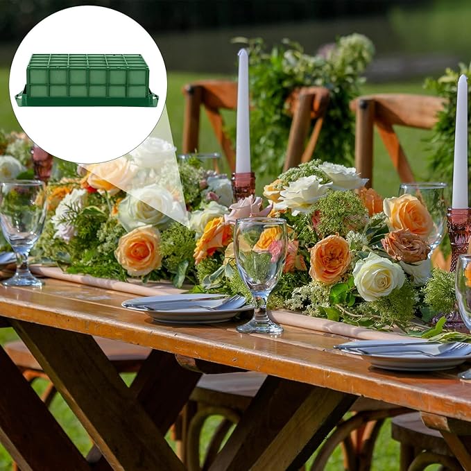 Hahood 32 Packs Floral Foam Cage Rectangle Flower Cage Holders with Floral Foam Flower Arrangement Supplies for Fresh Flowers, Home Wedding Decorations, 11.8 x 4.3 x 3.1 Inches