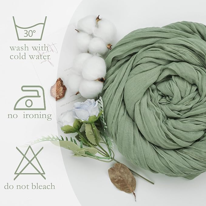 8 Pack Sage Green Cheesecloth Table Runner 10ft Boho Gauze 120 Inch Cheese Cloth Table Runner Rustic Sheer for Spring Holiday Baby Shower Party Décor Home Wedding Decoration