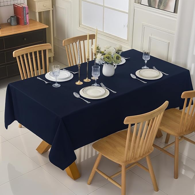 6-Pack 60x102 inch Navy Blue Table Cloths, Solid Stain and Wrinkle Resistant Oblong Tablecloth, Premium Plain Weave Polyester Fabric Rectangle Table Linen Covers for Hotel, Wedding