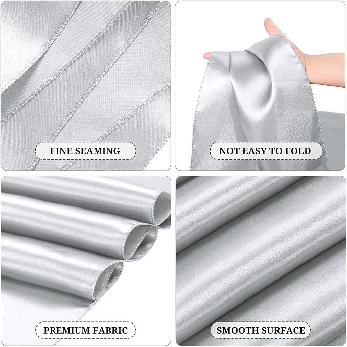 15 Pack Satin Table Runners 12 x 108 Inch Long Silver Table Runners for Rectangle Round Tables,Smooth Satin Table Runner for Wedding,Birthday Party Banquets Graduation Engagements Decoration