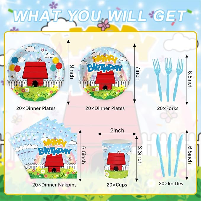 Cartoon Dog Red House Party Supplies Cartoon Tableware Set Kids Boys Girls Birthday Party Decoration Red and Blue Disposable Tableware Party Kids Decoration