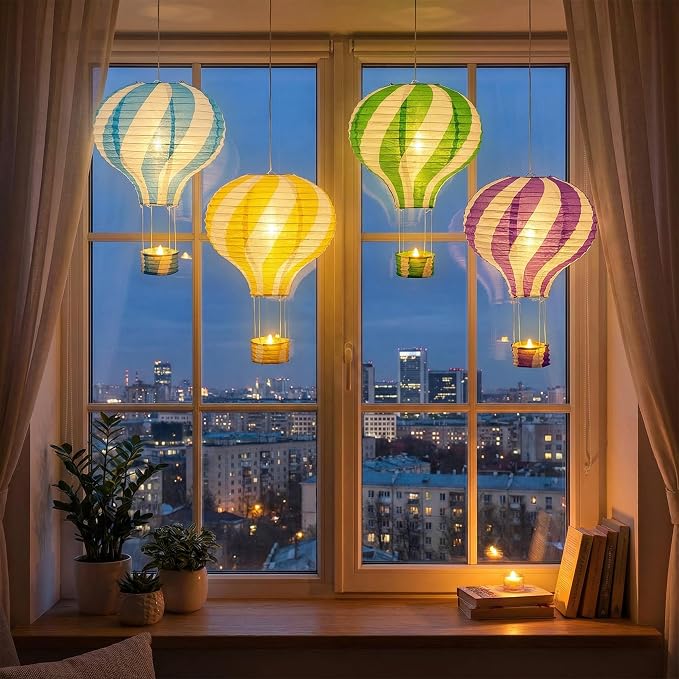 Goaste 14 Pack Hanging Hot Air Balloon Paper Lanterns, 12 Inch Colorful Paper Lantern Set, Reusable Party Ball Lamps, Chinese Ceiling Decoration for Wedding, Birthday, Engagement, Christmas, Classroom