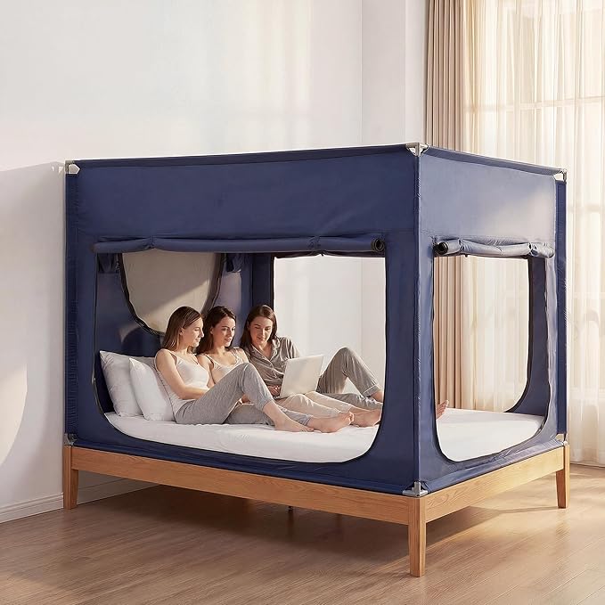 ANC POP Portable Bed Tent, Blackout Privacy Canopy with 3 Doors & Breathable Mesh, Large Space for Adults, Indoor Sleeping Shelter for Dorms/Shared Rooms
