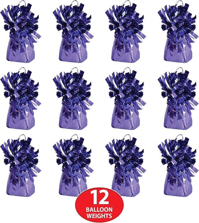 Beistle Metallic Wrapped Balloon Weight – 12 Pack, Lavender Purple Balloon Centerpiece Bouquet Holders, Party Decoration Accessories for Weddings, Baby Showers, Easter, and Spring Celebrations, 6 Oz