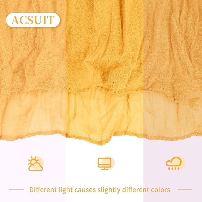 16 Pack Gold Cheesecloth Table Runner 20 x 120 inch Gauze Table Runners 10 FT Long,Semi Sheer Cheese Cloth Fabric Table Runner Bulk for Wedding,Party,Baby Shower,Bridal Shower Decoration