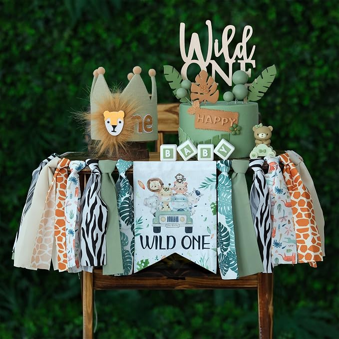 Wild One Birthday Decorations Boy 1st High Chair Banner 1 Year Old First