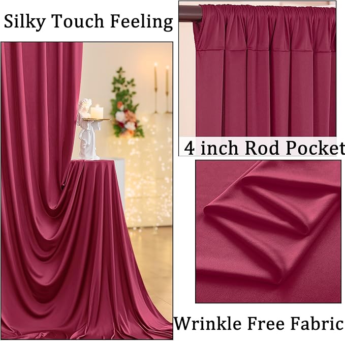 40ftx10ft Wrinkle Free Maroon Backdrop Curtains for Parties, Thick Fabric Burgundy Photo Backdrop Drapes 8 Panels 5x10ft for Weddings Birthday Photography Background Curtains