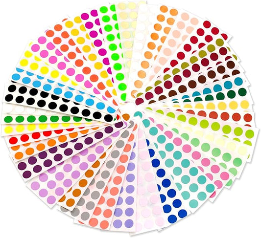 ChromaLabel 0.25 Inch Permanent Adhesive Color Code Dot Stickers, 38 Assorted Colors in a Variety Pack