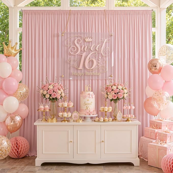 20ft×10ft Wrinkle Free Dusty Pink Backdrop Curtain for Parties | 4 Panels 5ft×10ft Soft Silky Polyester Pink Photo Backdrop Drapes for Wedding Party Baby Shower Decor Back Drop Cloth
